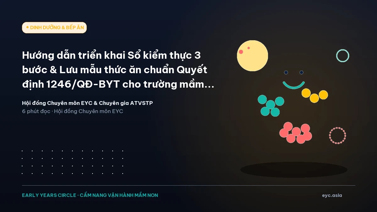 Hướng dẫn triển khai Sổ kiểm thực 3 bước & Lưu mẫu thức ăn chuẩn Quyết định 1246/QĐ-BYT cho trường mầm non